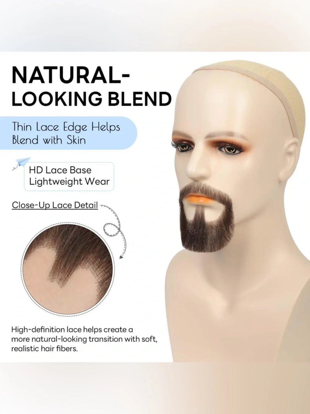 Men's Brown Stick-On Beard and Mustache Grooming Set